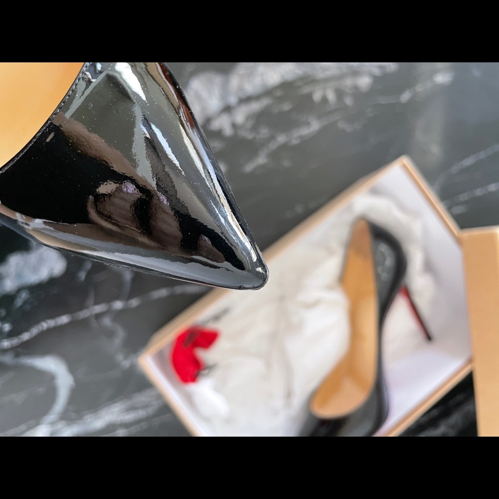 Christian Louboutin Decolette 554 Black patent pump heel sz 38 7.5 8 - Picture 9 of 9